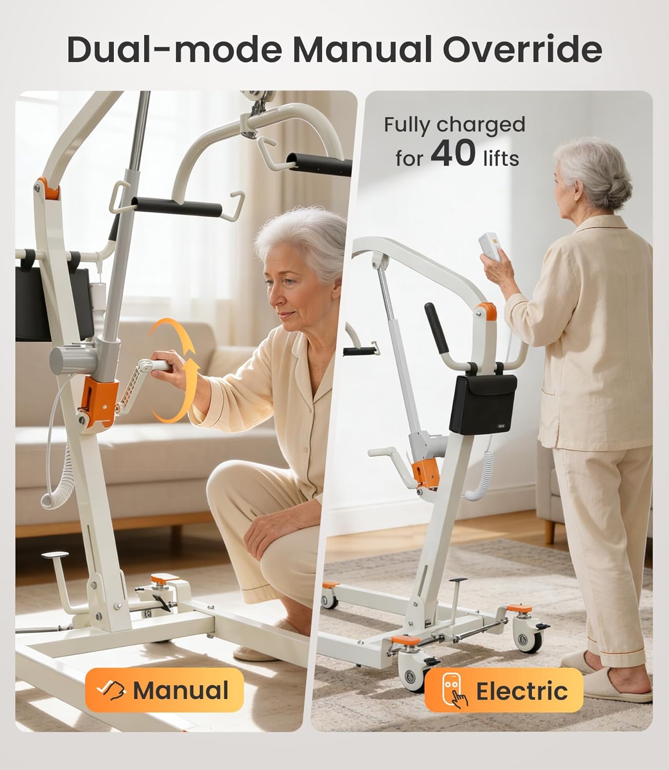 Vocic AY05 Electric Patient Lift Floor-to-Bed Transfer Aid Wireless Remote 330 lb Capacity New