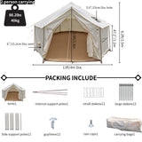 DANCHEL OUTDOOR B6 4 Season High Wall Yurt with Stove Jack, No Center Pole, Flame Retardant 900D Oxford Large Bell Tent Cabin House 4-5 Person Family Glamping, 13ft/4m