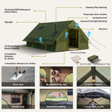 13' x 10' Inflatable Camping Tent for 8-10 Person, 4 Season Blow Up Tents with Waterproof pad, Easy Set-Up Glamping Inflatable Hot Tent with Stove Jack for Camping Adult