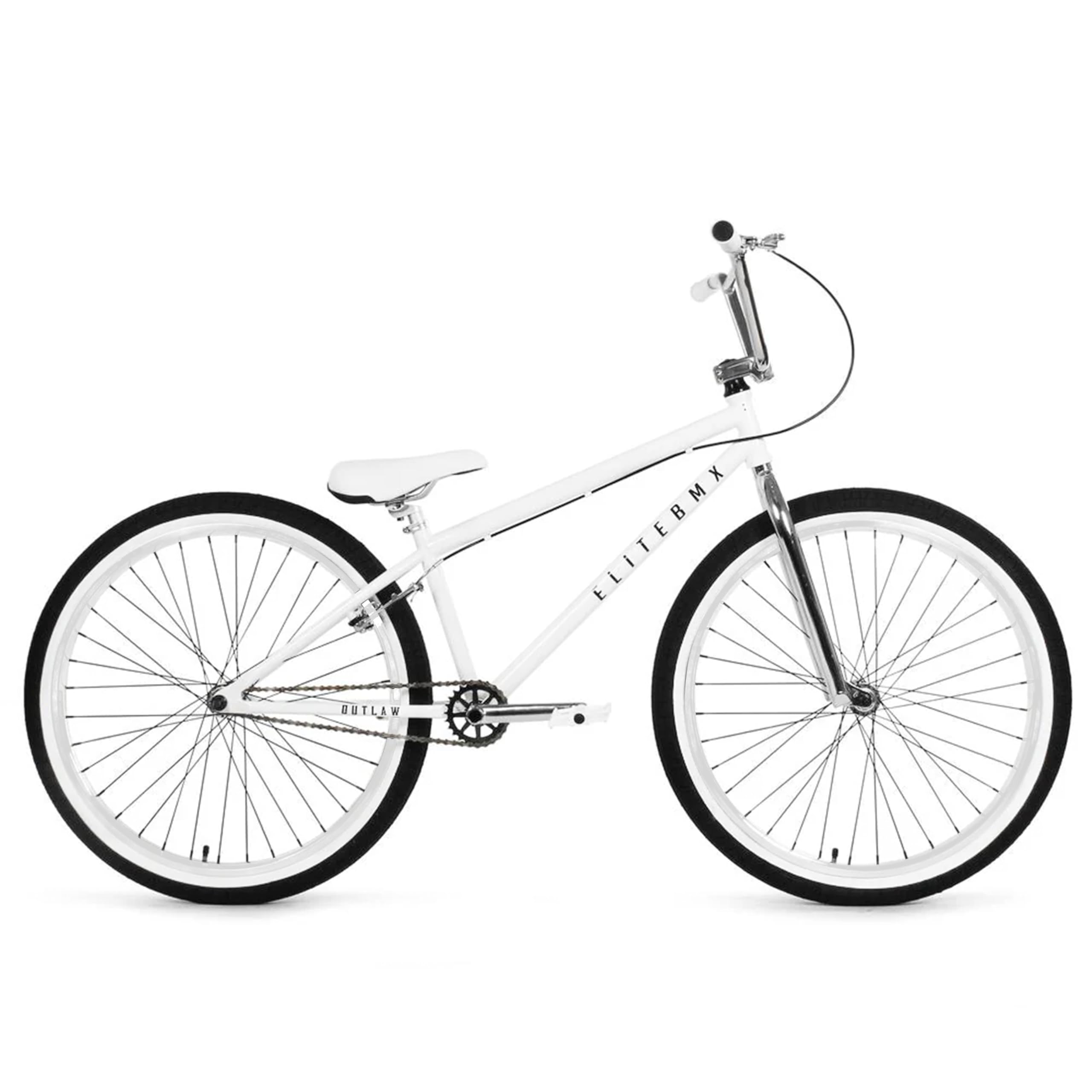 Elite BMX Bicycle 18", 20" & 26" BMX Bikes - Freestyle BMX Bike All Models Come with 3 Piece BMX Crankset (26" Outlaw, White Chrome)