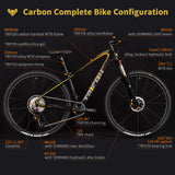 TRIFOX Carbon Fiber Mountain Bike with Shimano M6100 Deore Groupset 12-Speed,Carbon Fiber Frame,Hydraulic Fork 130mm Travel,29er Mountain Bike for Adult 17/19 inch (Obsidian Gold, 29er * 17 inch)