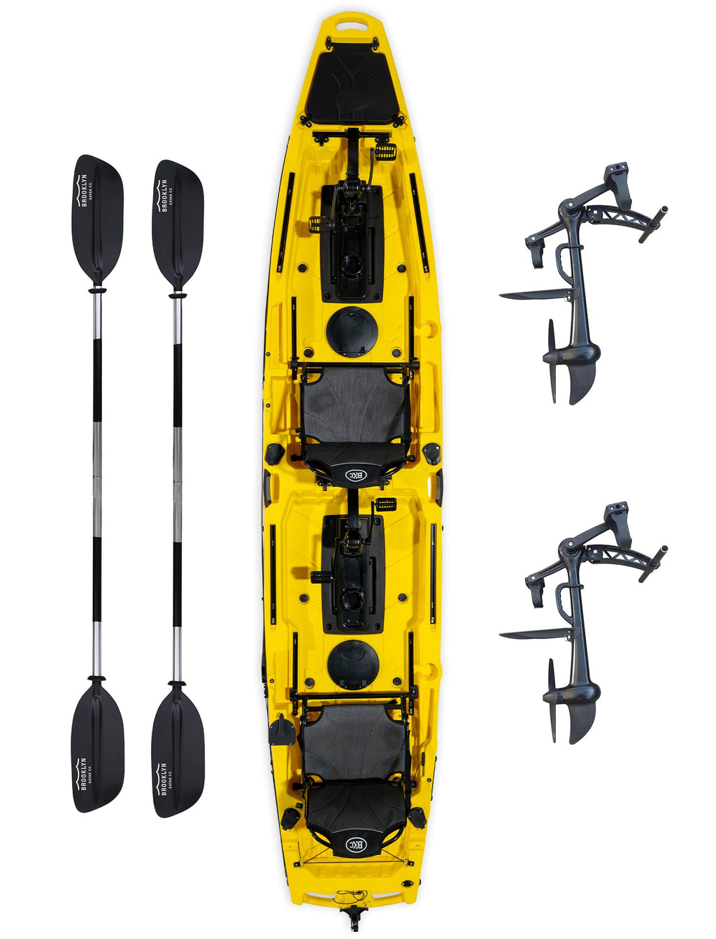 Upgraded Brooklyn 14.0 Tandem Pedal Kayak with Propeller Drive by BKC, 2-Person Sit-On-Top Fishing Kayak, Hand Rudder, Rod Holders, Large Storage, Stable 14ft Hull
