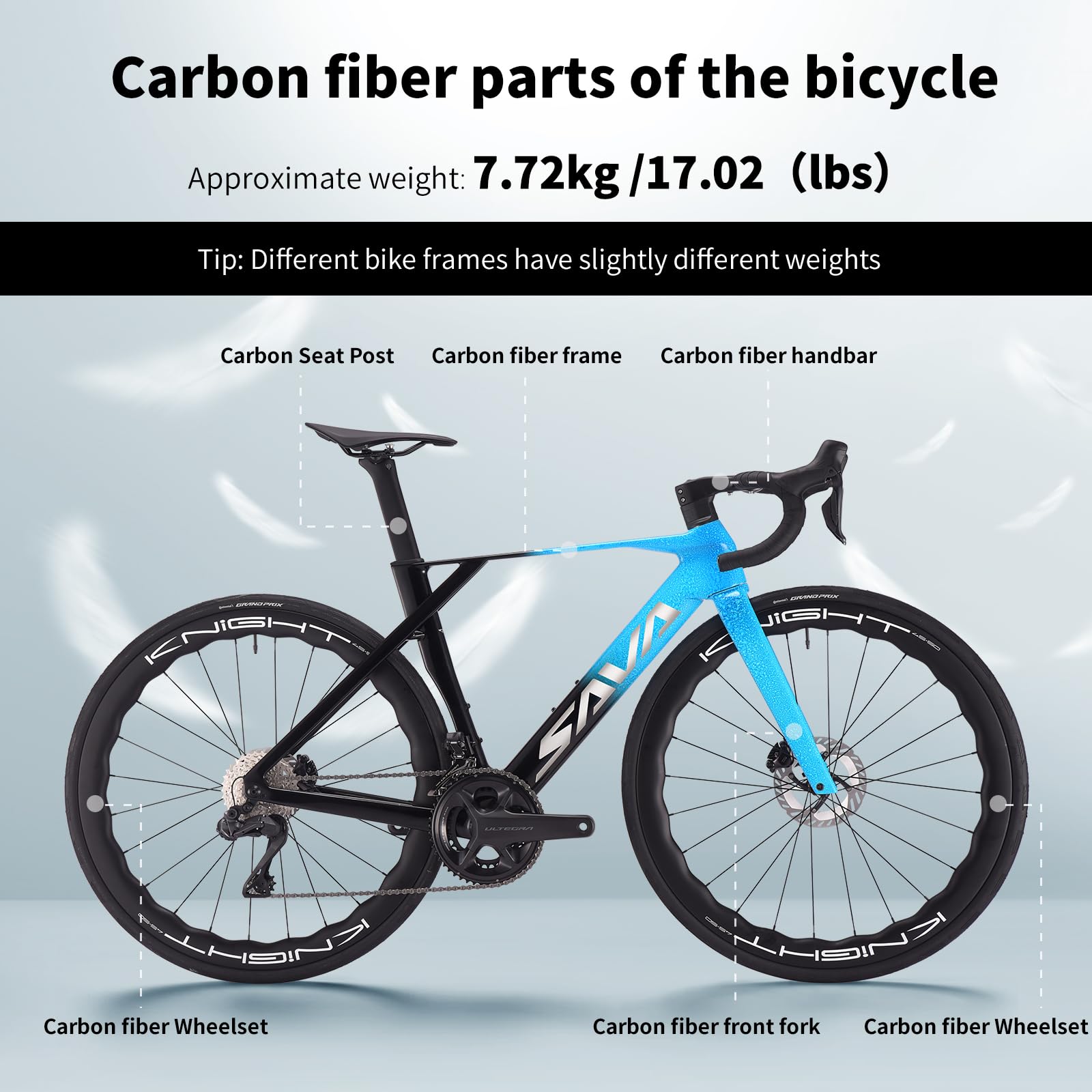 SAVADECK SLR8-Ultegra Full Carbon Road Bike with Shimano 105 R8170 24S Set for Adults, (Wave Pattern(W45), Blue, 45cm)