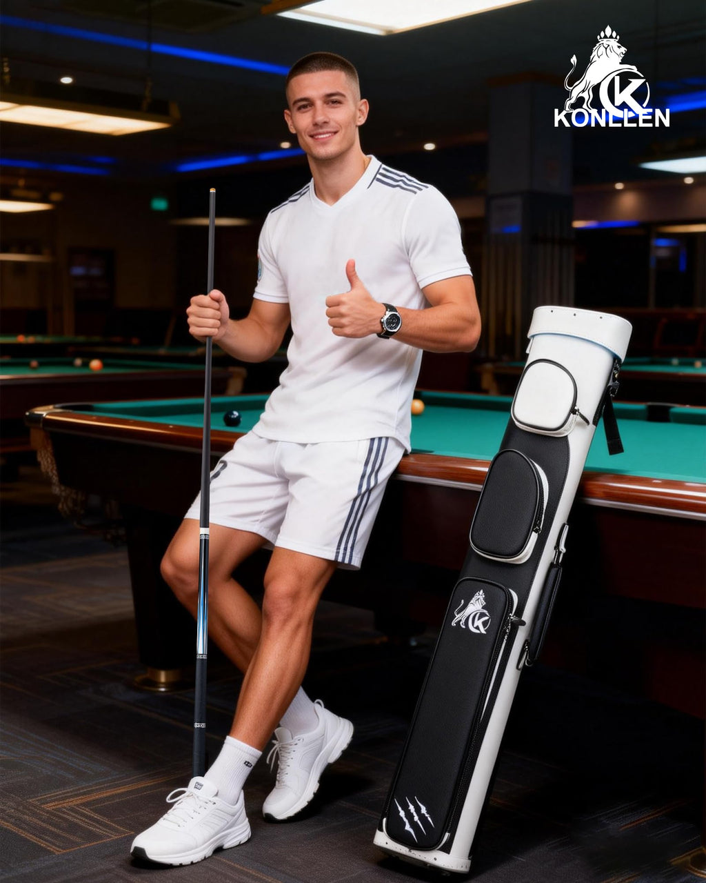 KONLLEN 2.0 Pool Cue Complete Set with Case & Extras | Hand-Inlaid Carbon Fiber Pool Cue with Professional Taper | Low Deflection Shaft for Adults & League Players