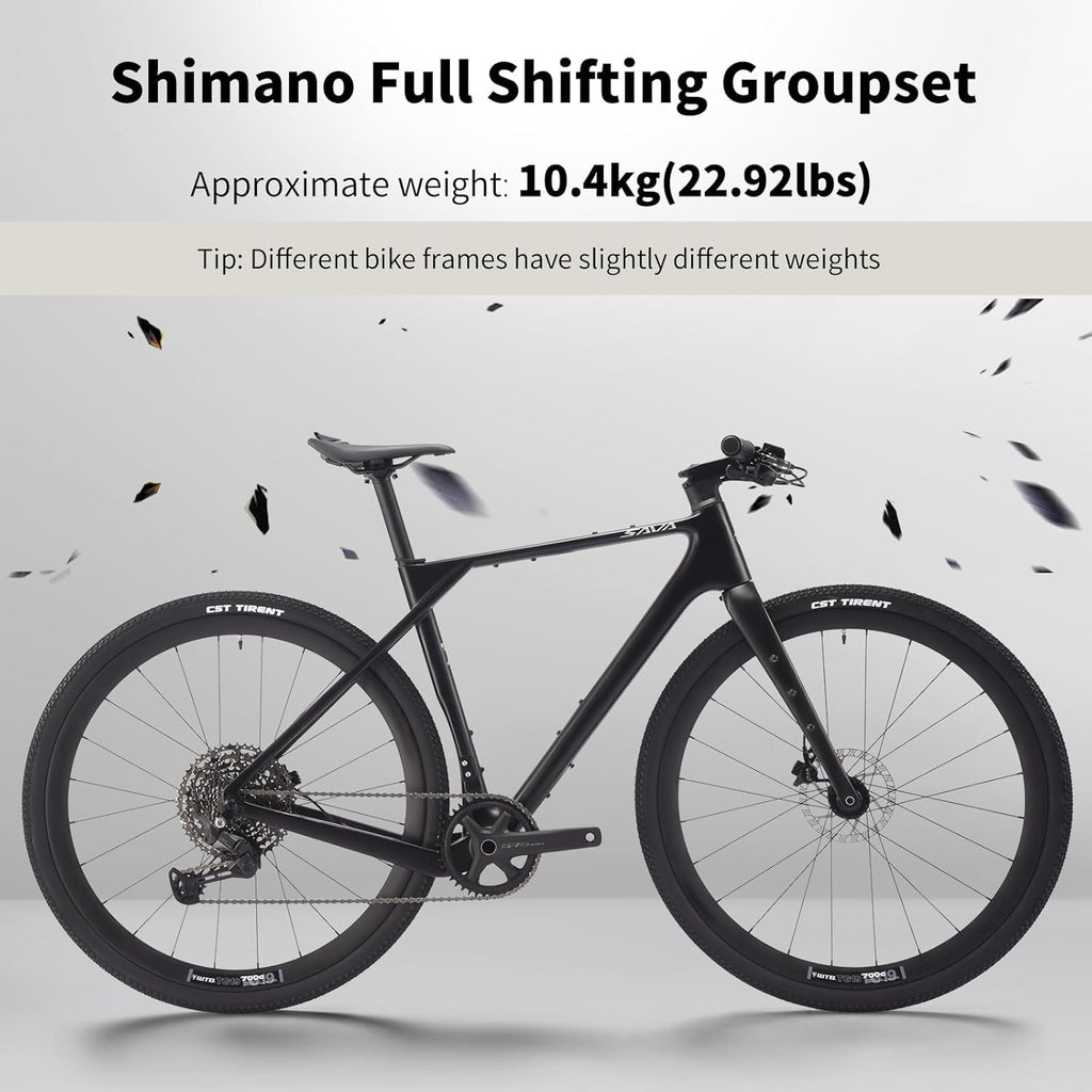 SAVADECK Carbon Gravel Bike - T800 Carbon Frame & Fork | Shimano U6000 11-Speed Groupset | Hydraulic Disc Brakes | 700CX40mm All-Terrain Tires | Men & Women Road/Off-Road Bicycle (53cm, Gold)