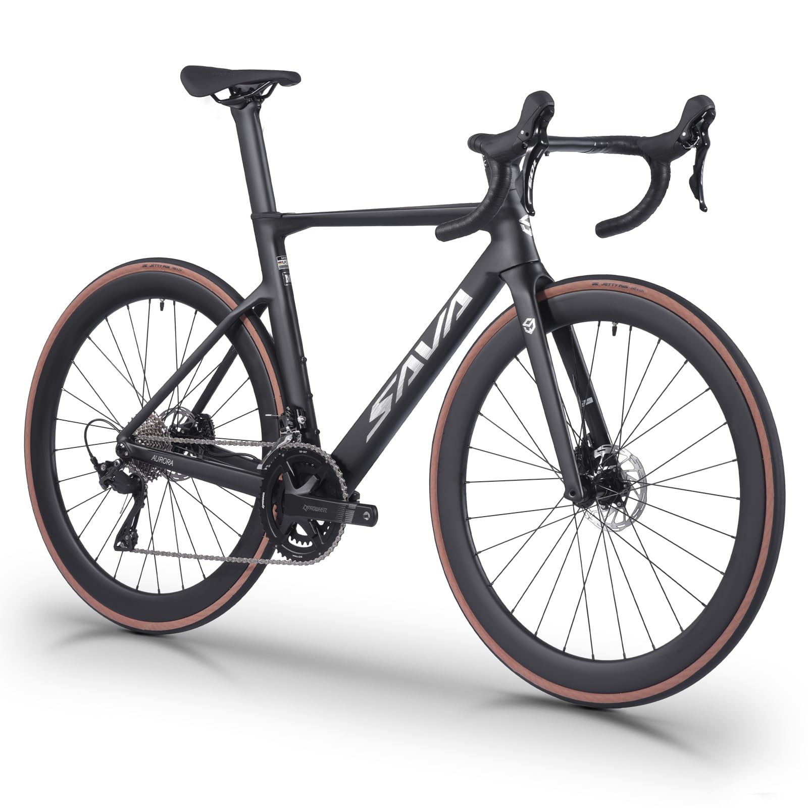 SAVADECK Carbon Fiber Road Bike, Hydraulic Oil Disc Bike with Carbon Fiber Frame and Wheelset, Lightweight Full Carbon Racing Bicycle with Shimano R7120 24S Shift Set for Adults(Black,47cm)