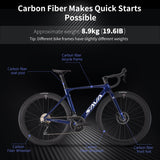 SAVADECK Carbon Fiber Road Bike, Hydraulic Oil Disc Bike with Carbon Fiber Frame and Wheelset, Lightweight Full Carbon Racing Bicycle with Shimano R7120 24S Shift Set for Adults(Dark Blue,51cm)