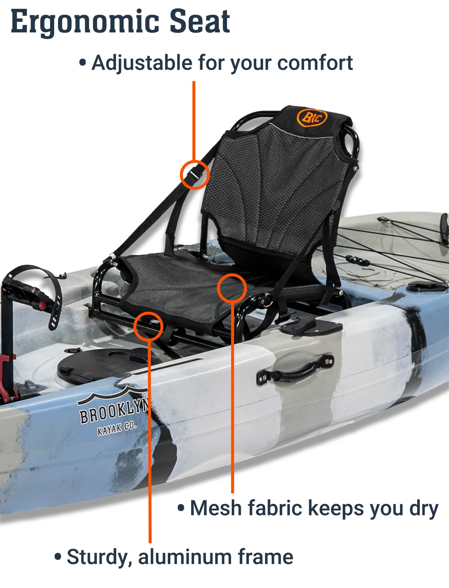 Brooklyn 10.0 Single Pedal Fishing Kayak by BKC, Lightweight Sit-On-Top Kayak with Flipper Drive, Rudder, Rod Holders & Cargo Storage