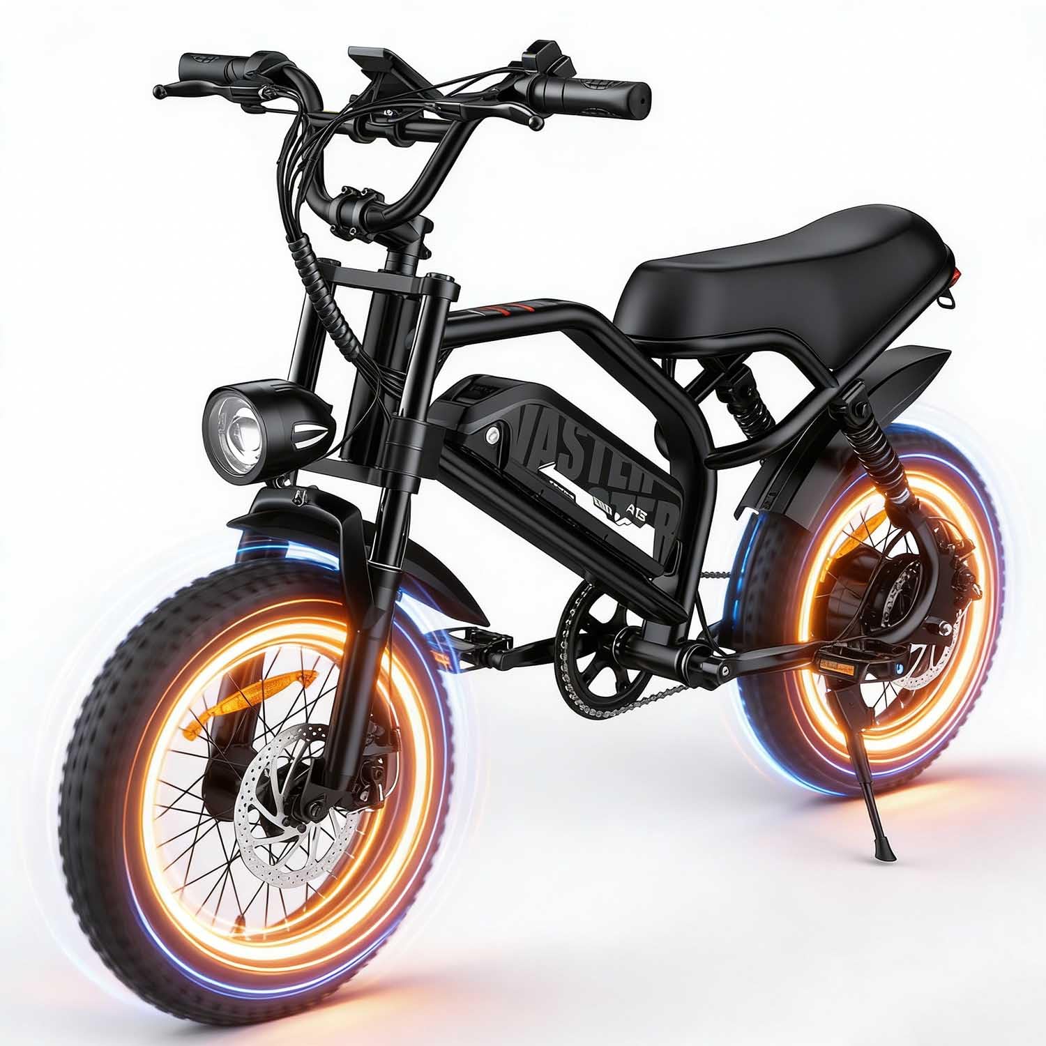 AVDLBIKE Electric Bike, 16'' Fat Tire E-Bike for Teens &Child/Adults, 500W Small Ebike with 36V/12.8Ah Removable Battery, 20 MPH /45 Mile Range, Full Suspension Off-Road Electric Dirt/Mountain Bike