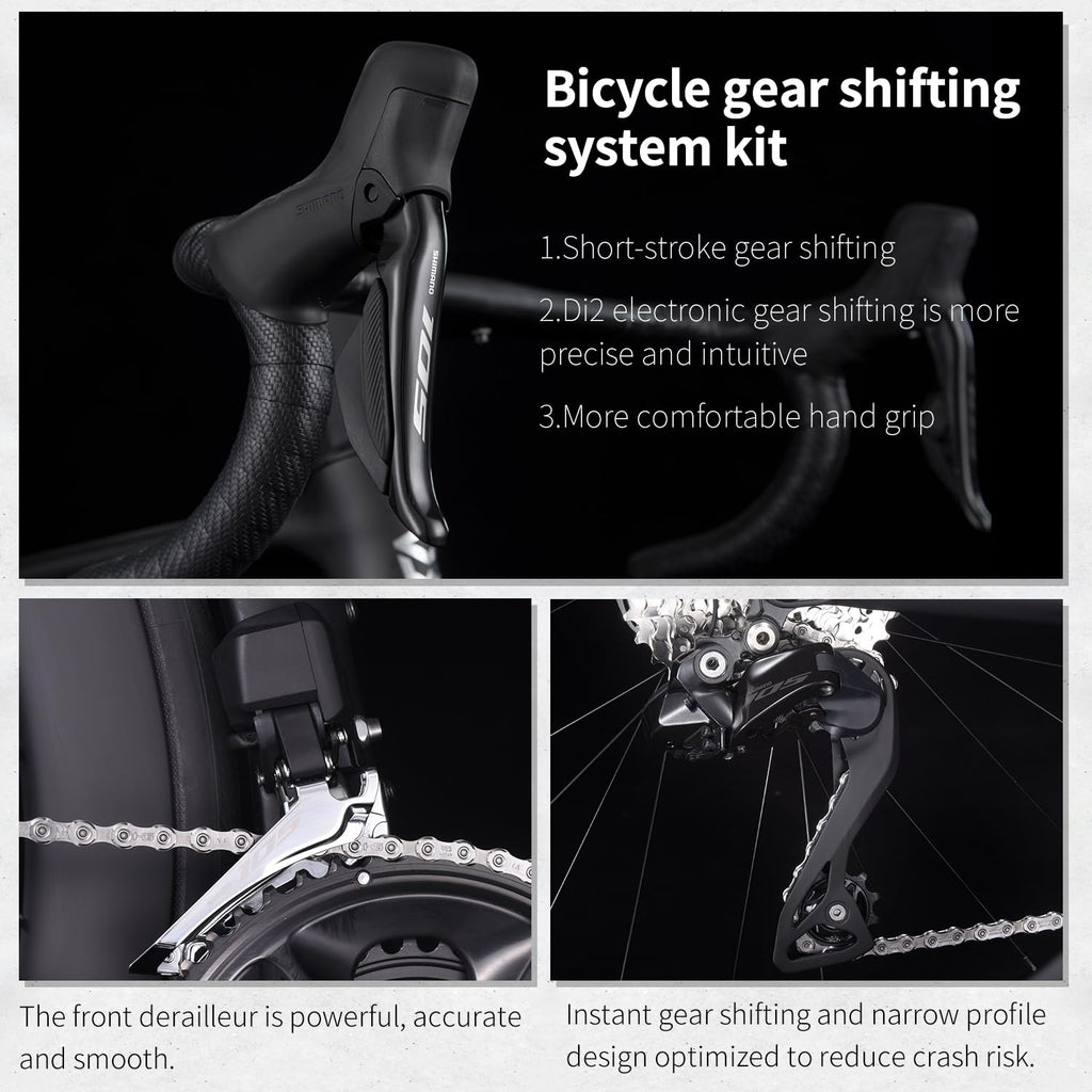 SAVADECK Carbon Road Bike, Lightweight 24-Speed Shifting Road Bicycle with Shimano 105 Di2 7170 Groupset, Carbon Frame with 700C Carbon Wheelset Disc Brake, Integrated Design Race Bikes for Adults