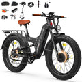 FREESKY 4000W Dual Motor Electric Bike for Adults, 48V 30AH Battery 120Miles Range, 40+MPH AWD Fast E-Bike, 26" Fat Tire Full Suspension Off-Road Mountain E Bike, Black, with Cycling Kits