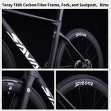 SAVADECK A7L Carbon Road Bike, T800 Carbon Fiber Frame 700C Racing Bicycle with Shimano 105 R7100 24 Speed Groupset and Hydraulic Disc Brake, Ultra-Light Carbon Bike for Man and Women(White,51cm)