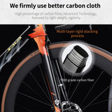 SAVADECK Carbon Fiber Road Bike, Hydraulic Oil Disc Bike with Carbon Fiber Frame and Wheelset, Lightweight Full Carbon Racing Bicycle with Shimano R7120 24S Shift Set for Adults(Twilight-Orange,47cm)