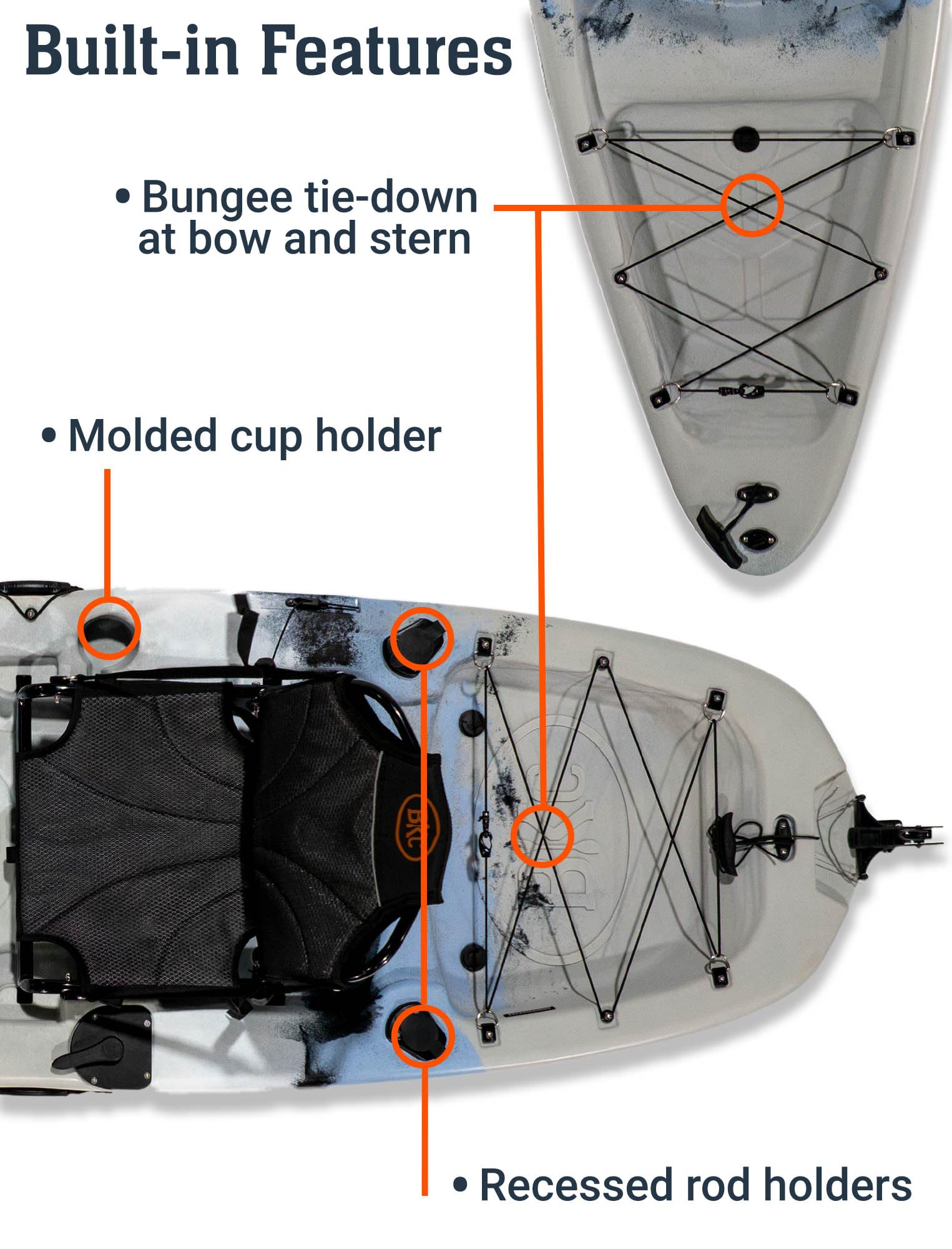 Brooklyn 10.0 Single Pedal Fishing Kayak by BKC, Lightweight Sit-On-Top Kayak with Flipper Drive, Rudder, Rod Holders & Cargo Storage