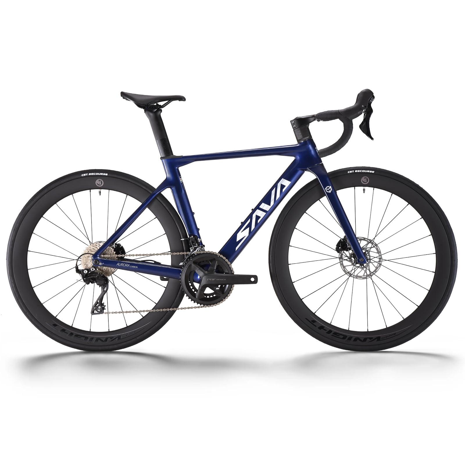 SAVADECK Carbon Fiber Road Bike, Hydraulic Oil Disc Bike with Carbon Fiber Frame and Wheelset, Lightweight Full Carbon Racing Bicycle with Shimano R7120 24S Shift Set for Adults(Dark Blue,51cm)