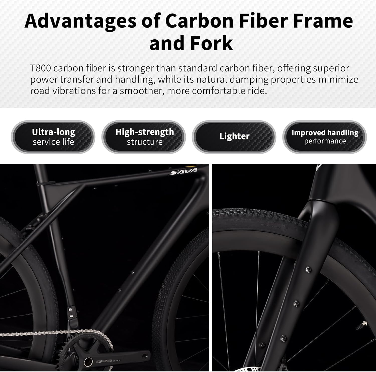 SAVADECK Carbon Gravel Bike - T800 Carbon Frame & Fork | Shimano U6000 11-Speed Groupset | Hydraulic Disc Brakes | 700CX40mm All-Terrain Tires | Men & Women Road/Off-Road Bicycle (53cm, Gold)