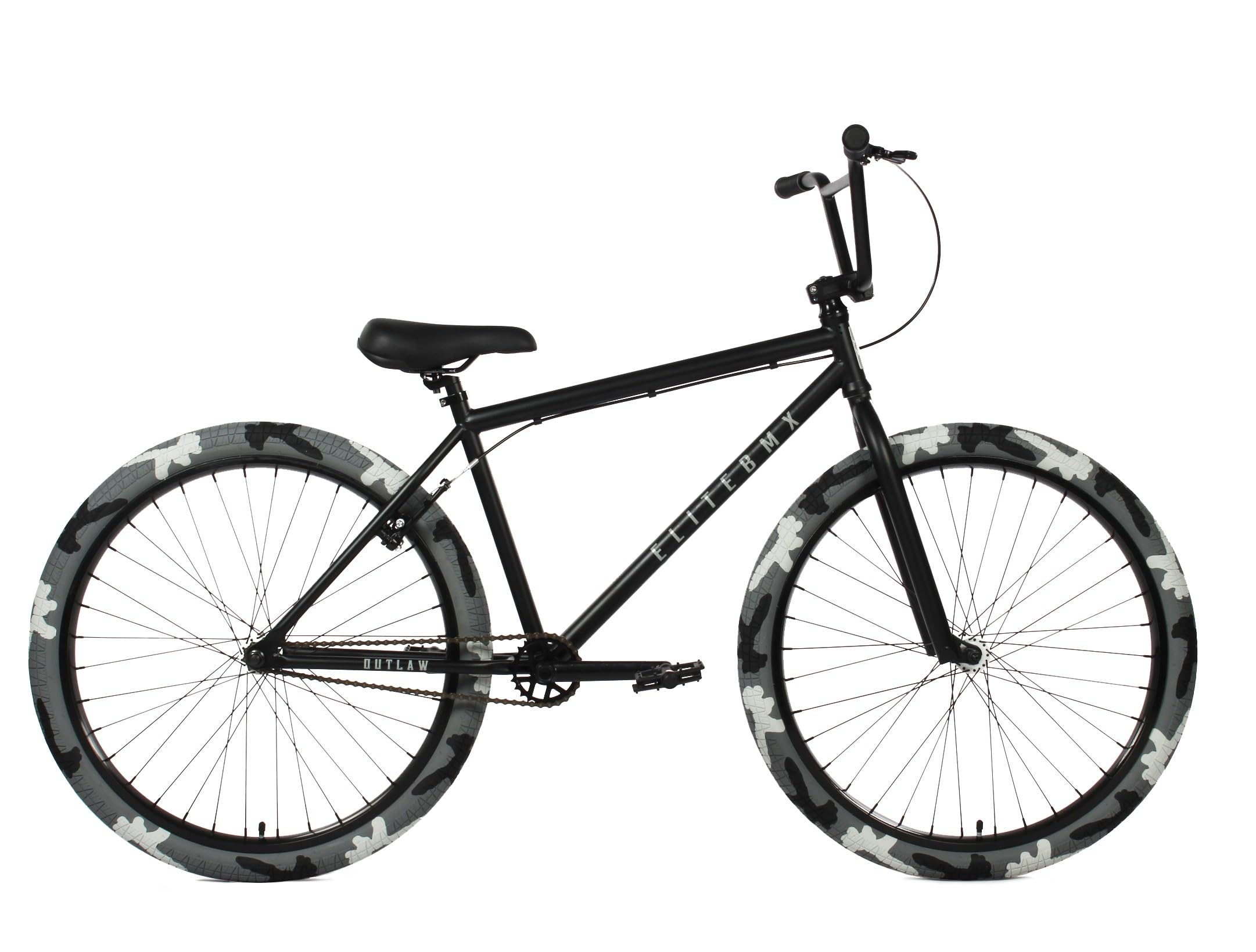 Elite BMX Bicycle 18", 20" & 26" BMX Bikes - Freestyle BMX Bike All Models Come with 3 Piece BMX Crankset (26" Outlaw, Black Combat)