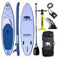 Atoll Inflatable Paddle Board with Premium SUP Stand Up Paddle Board Accessories & Back Pack, Non-Slip Comfort Deck for Unisex Adult - 11ft (Light Blue)