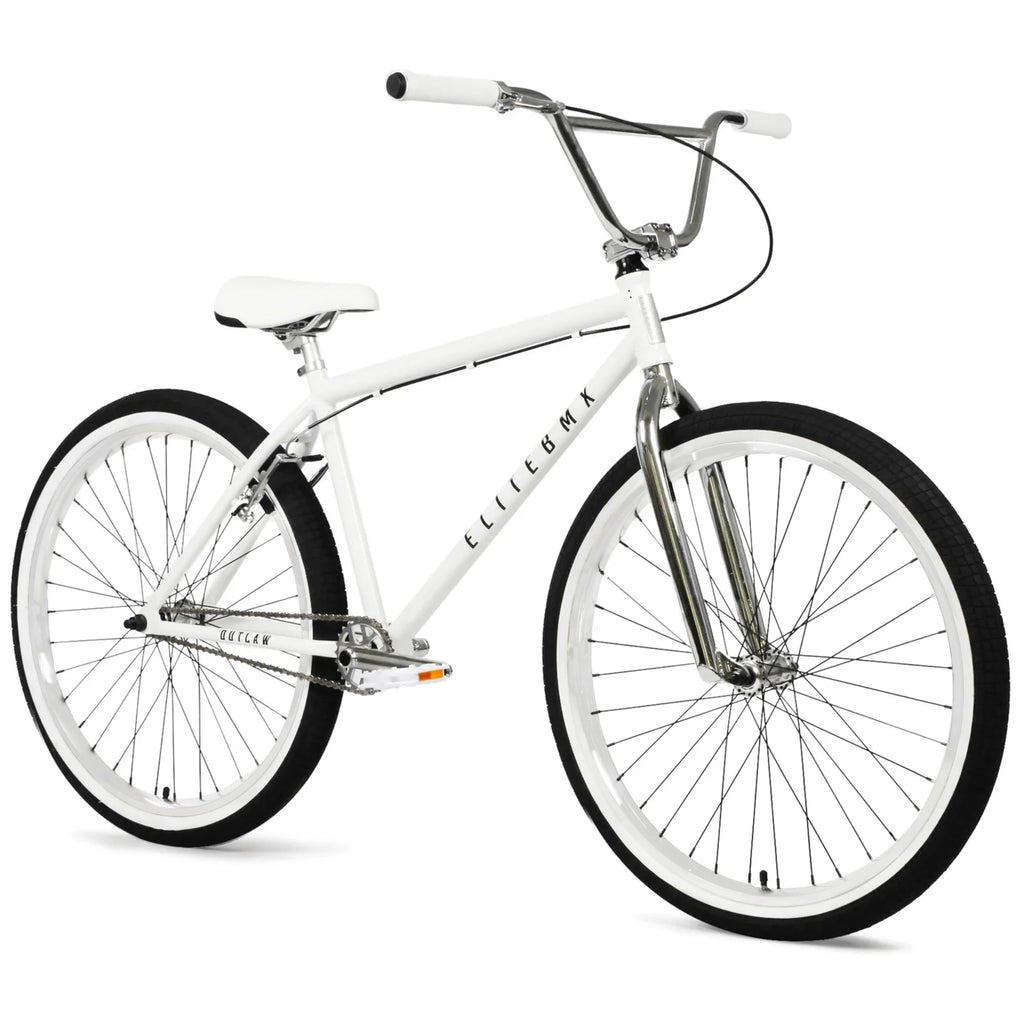 Elite BMX Bicycle 18", 20" & 26" BMX Bikes - Freestyle BMX Bike All Models Come with 3 Piece BMX Crankset (26" Outlaw, White Chrome)
