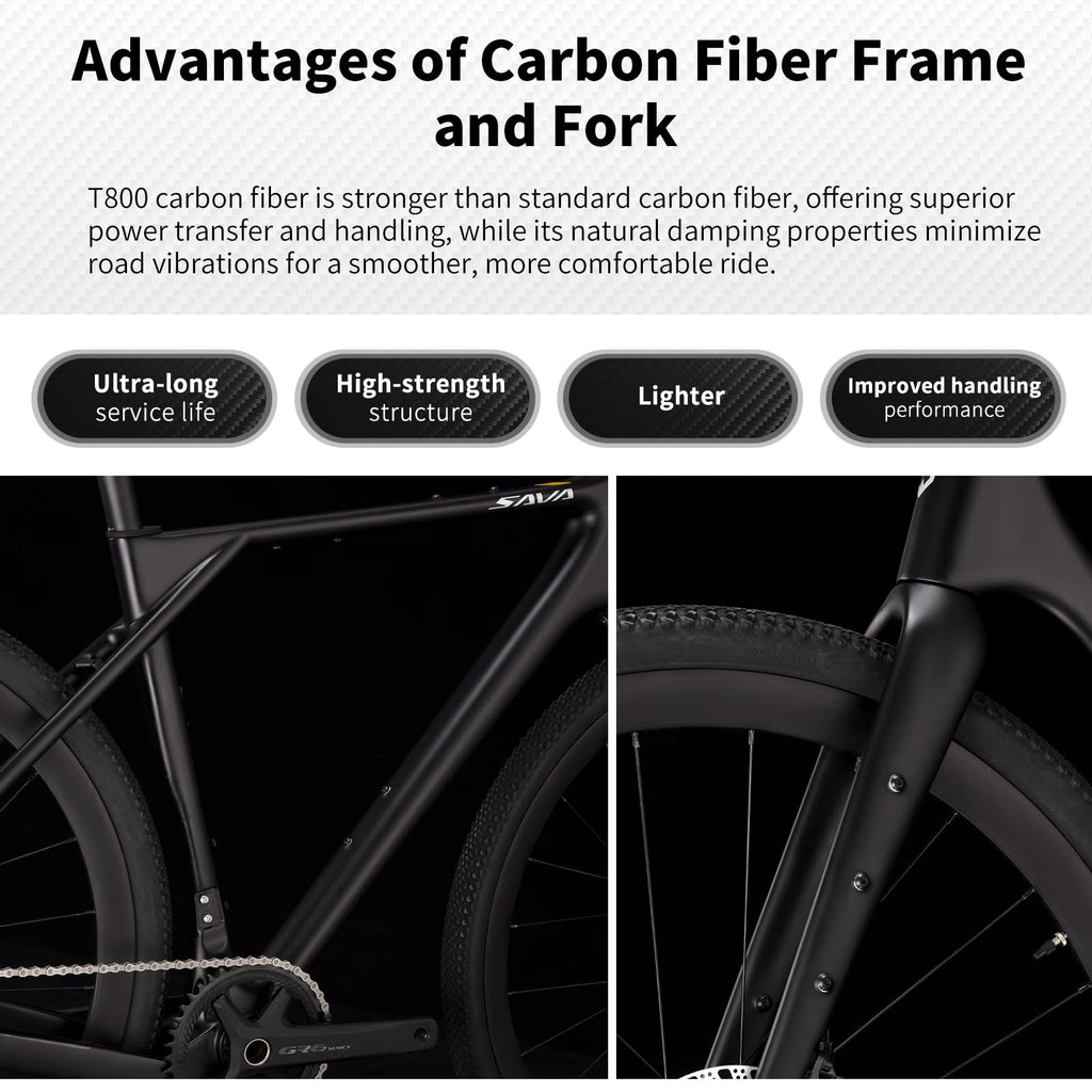SAVADECK Carbon Gravel Bike - T800 Carbon Frame & Fork | Shimano U6000 11-Speed Groupset | Hydraulic Disc Brakes | 700CX40mm All-Terrain Tires | Men & Women Road/Off-Road Bicycle (Gold, 47cm)