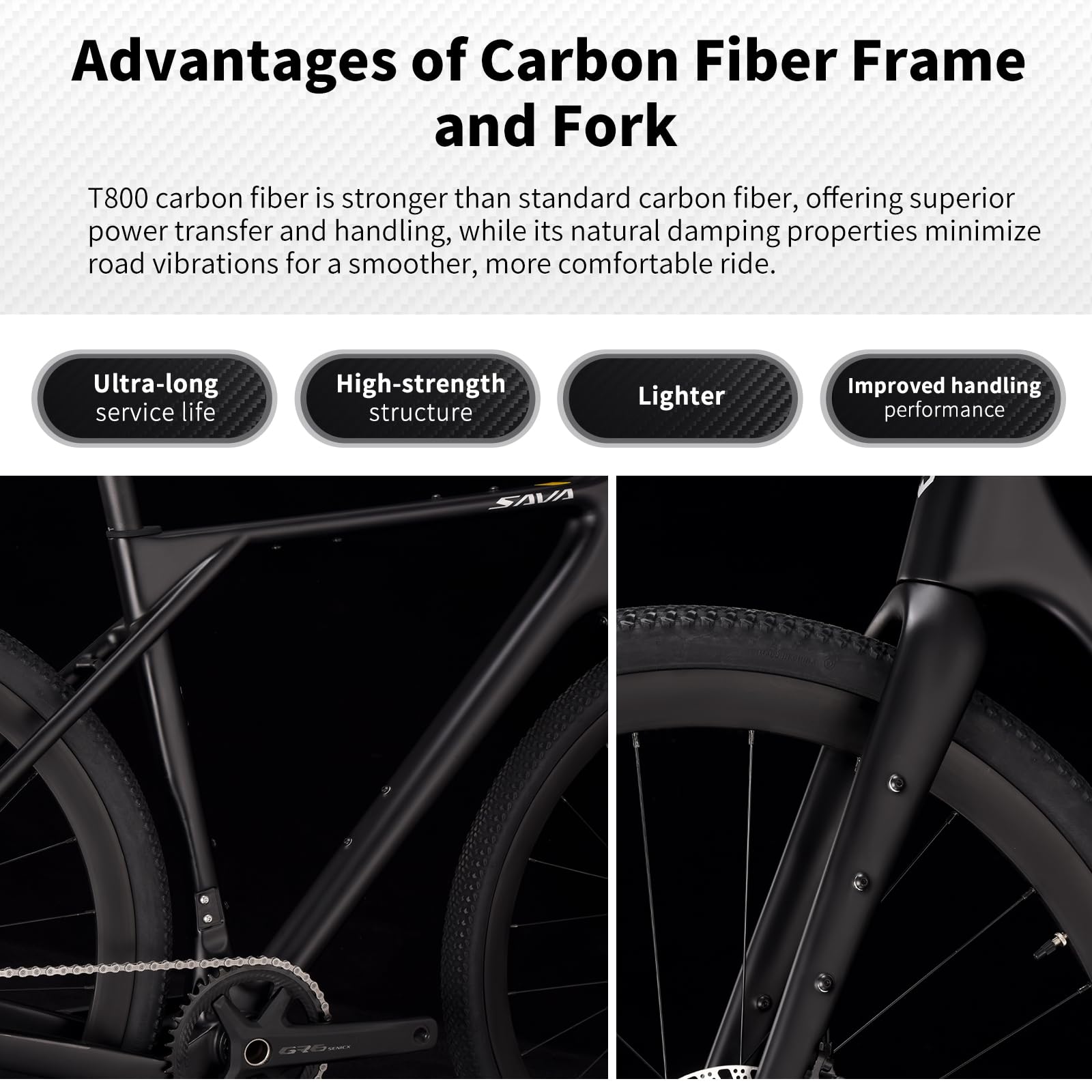 SAVADECK Carbon Gravel Bike - T800 Carbon Frame & Fork | Shimano U6000 11-Speed Groupset | Hydraulic Disc Brakes | 700CX40mm All-Terrain Tires | Men & Women Road/Off-Road Bicycle (Gold, 47cm)