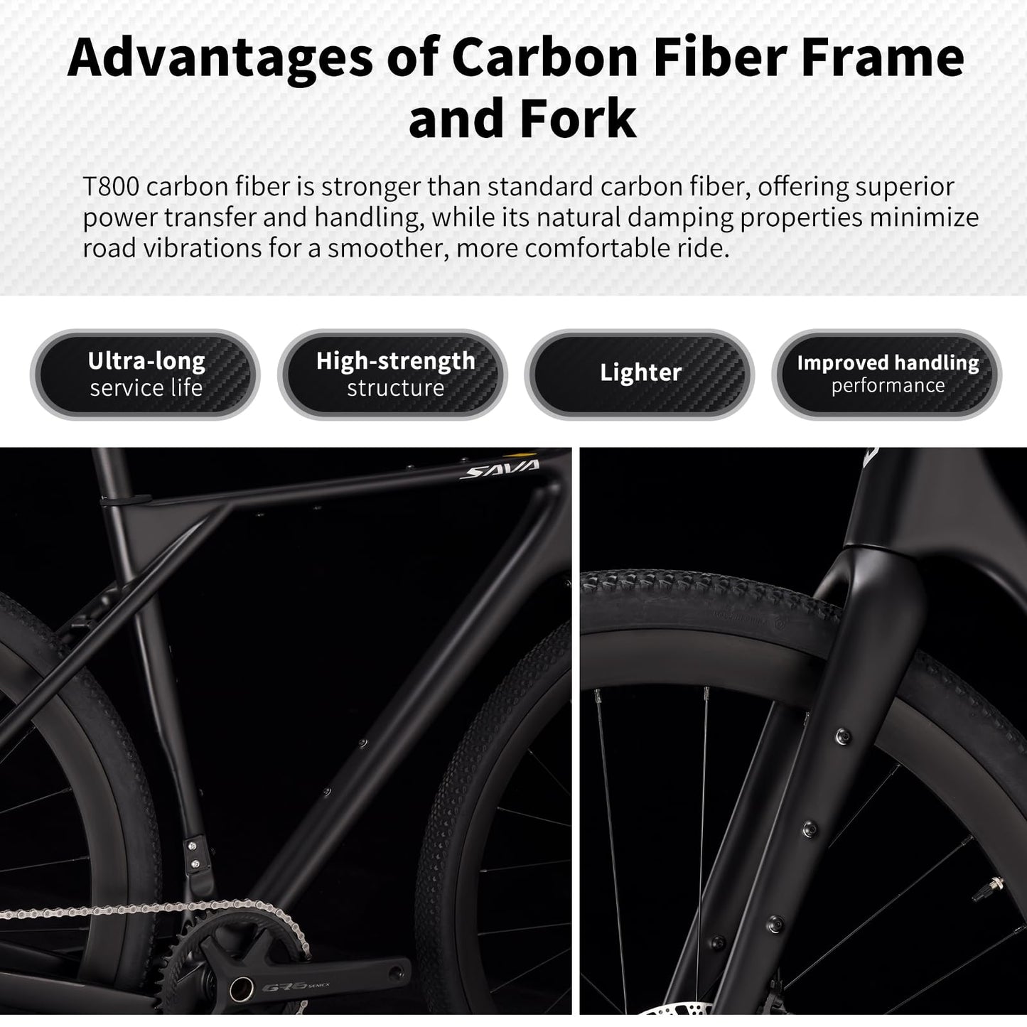 SAVADECK Carbon Gravel Bike - T800 Carbon Frame & Fork | Shimano U6000 11-Speed Groupset | Hydraulic Disc Brakes | 700CX40mm All-Terrain Tires | Men & Women Road/Off-Road Bicycle (Gold, 51cm)