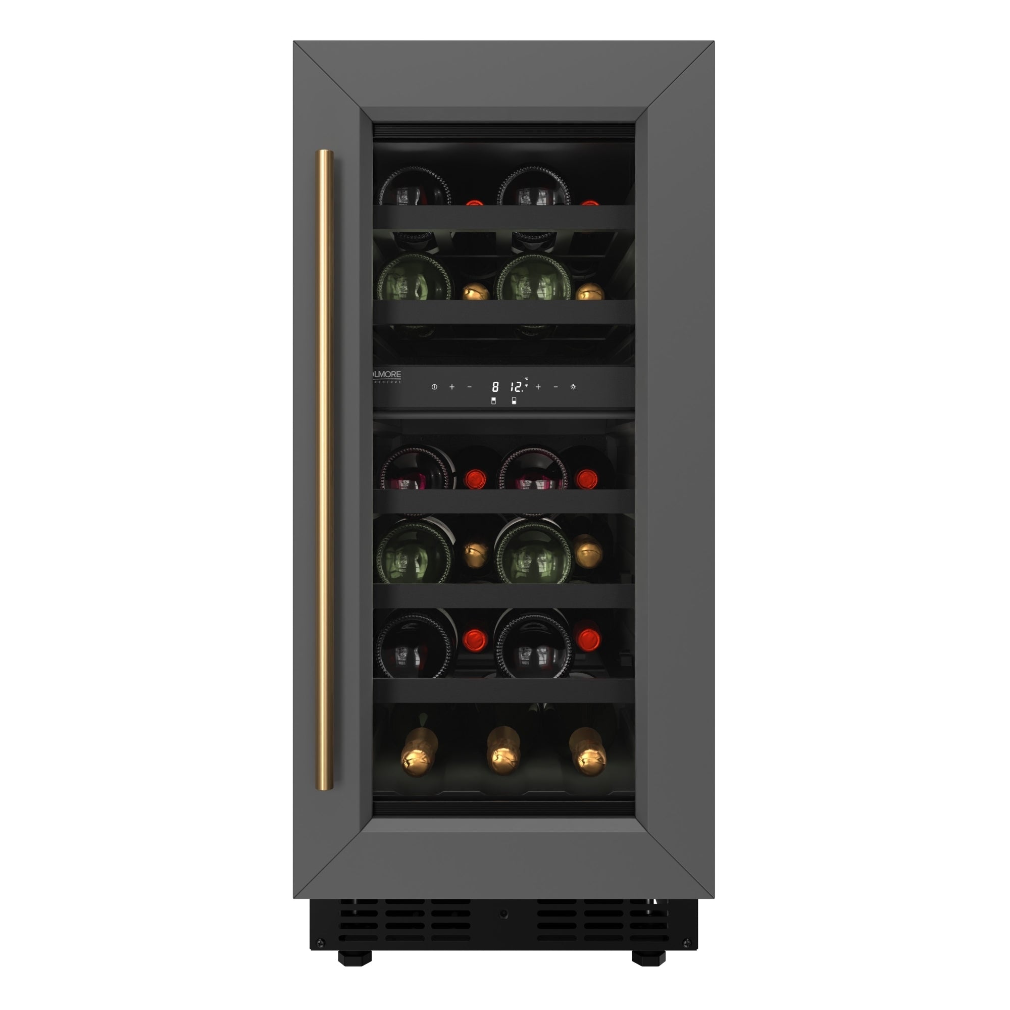 KoolMore Reserve 15 in. Under-Counter Panel Ready Dual Zone Built-in Wine Cooler with Black Shelves and 23 Bottle Capacity in Black