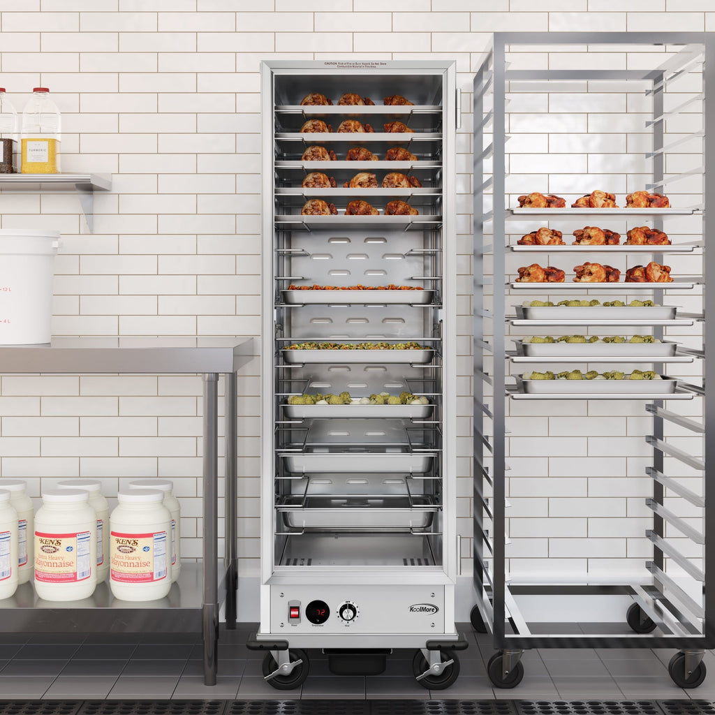 33 in. Commercial Non-Insulated Heated Holding Cabinet with Wire Racks and Glass Door in Silver