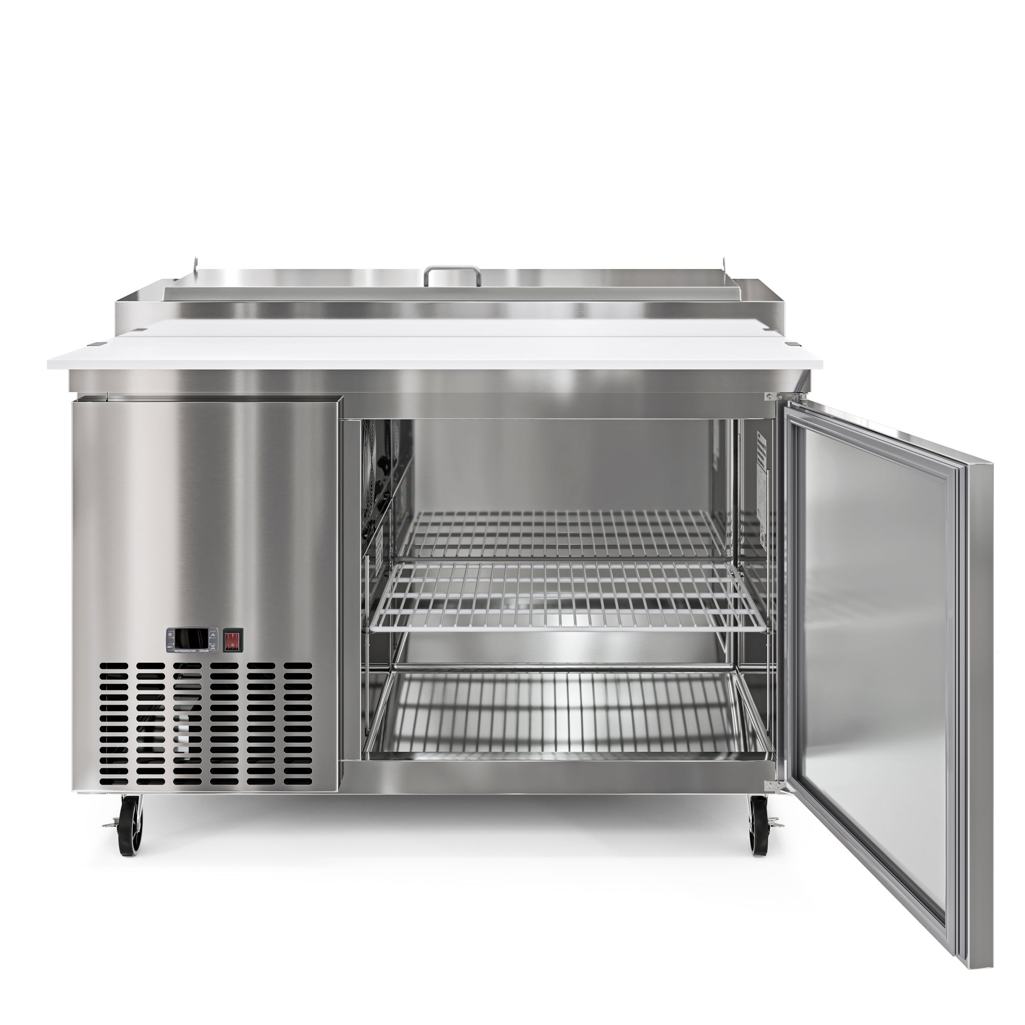 50 in. One Door Commercial Pizza Prep Refrigerator in Stainless-Steel