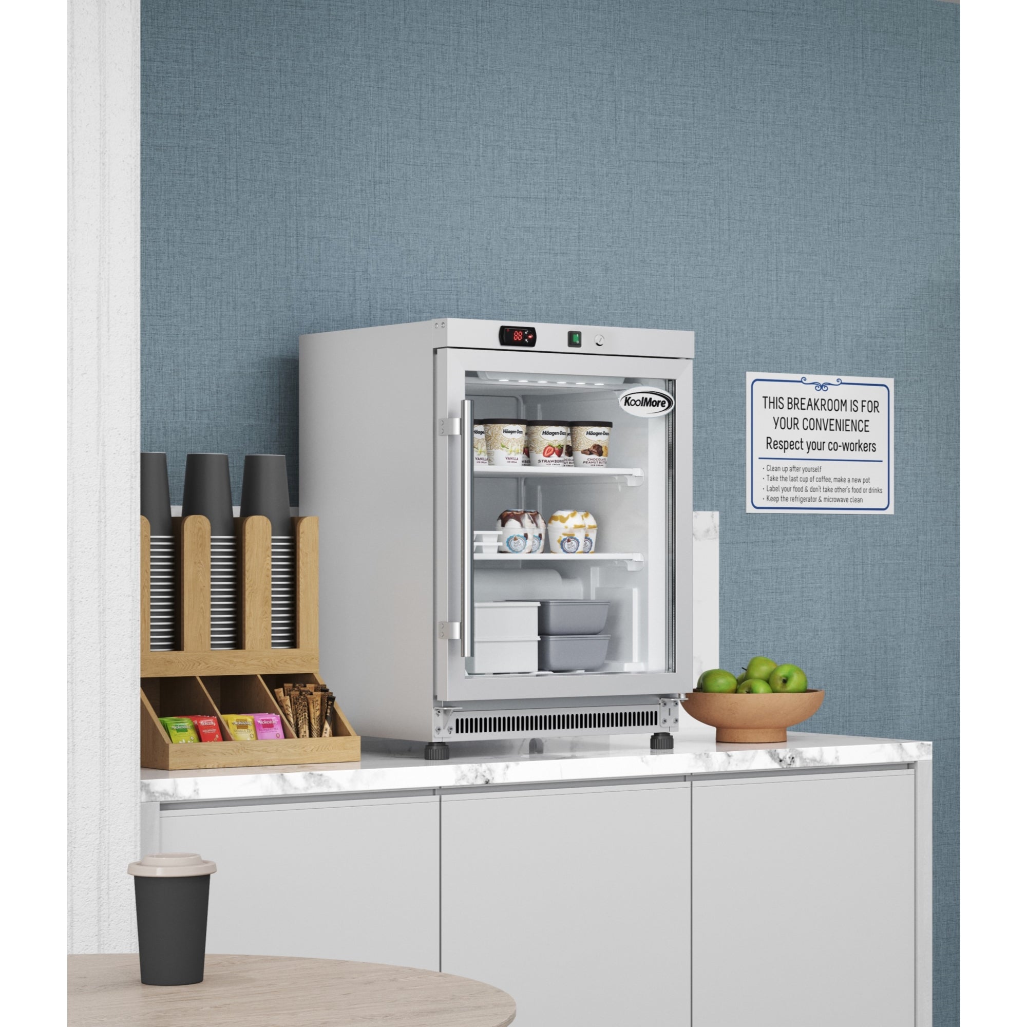 24 in. Commercial Countertop Display Freezer in White with Stainless Steel and Glass Door, 4.6 Cu. ft.