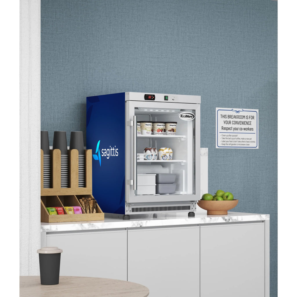 24 in. Commercial Countertop Display Freezer in White with Stainless Steel and Glass Door, 4.6 Cu. ft. - Wrap