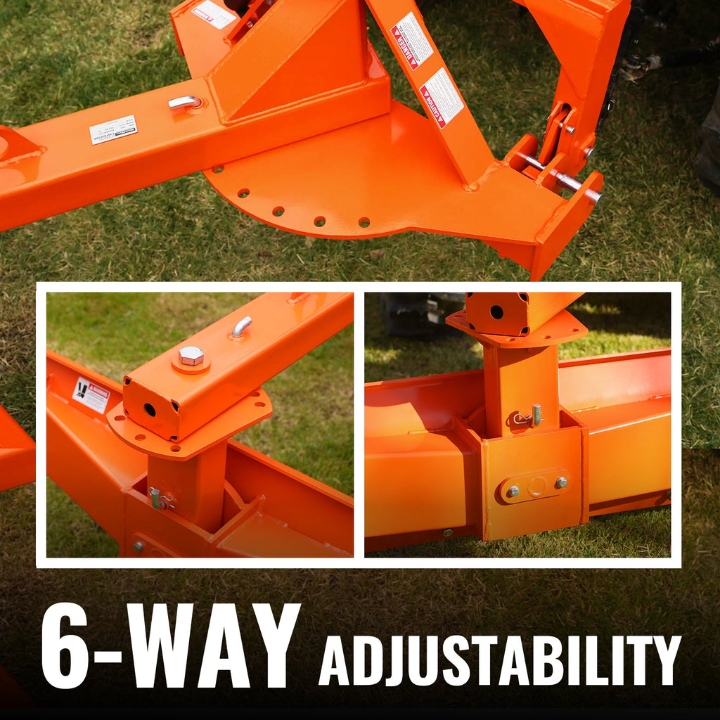 72" Heavy Duty 6-Way Rear Blade 3 Point Hitch Tractor Attachment,  RB72SE