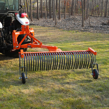 MechMaxx LR72W Landscape Rake 72" Bolt-On Wheels 36 Tines 3 Point Hitch Tractor Attachment New