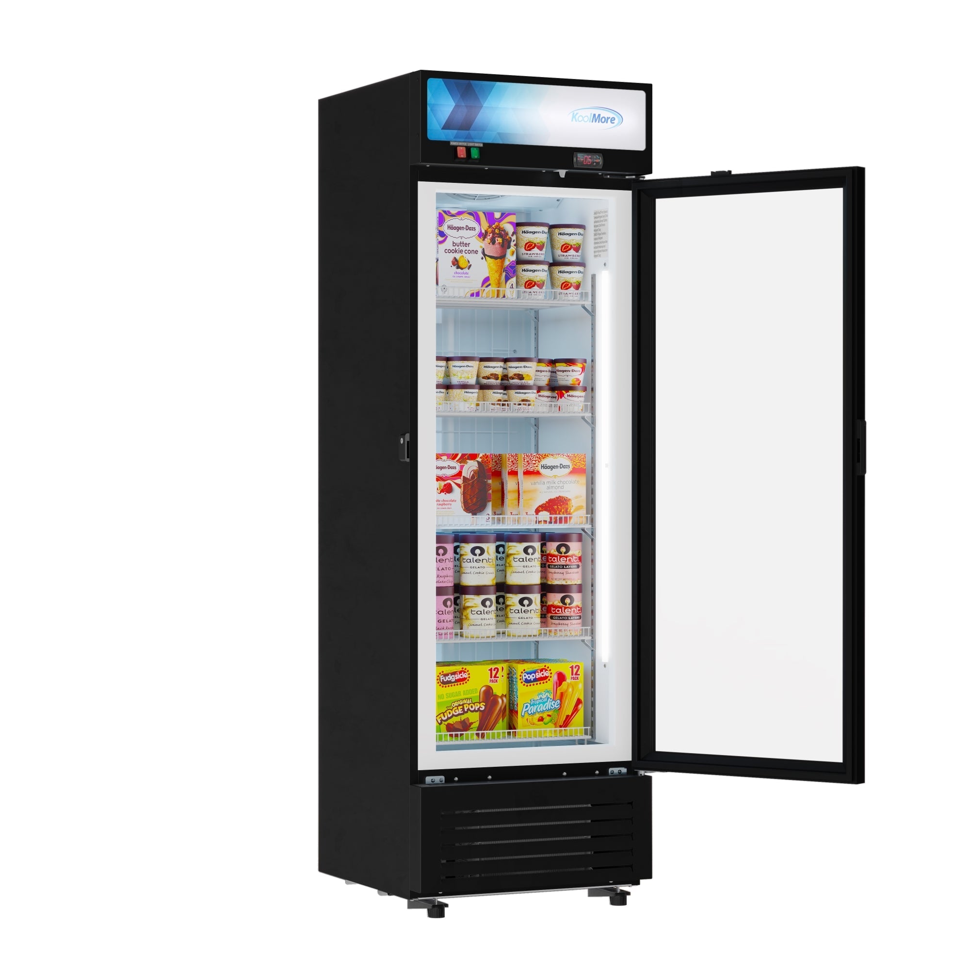 24 in. Commercial One Glass Door Merchandiser Freezer, 12 Cu. Ft. in Black