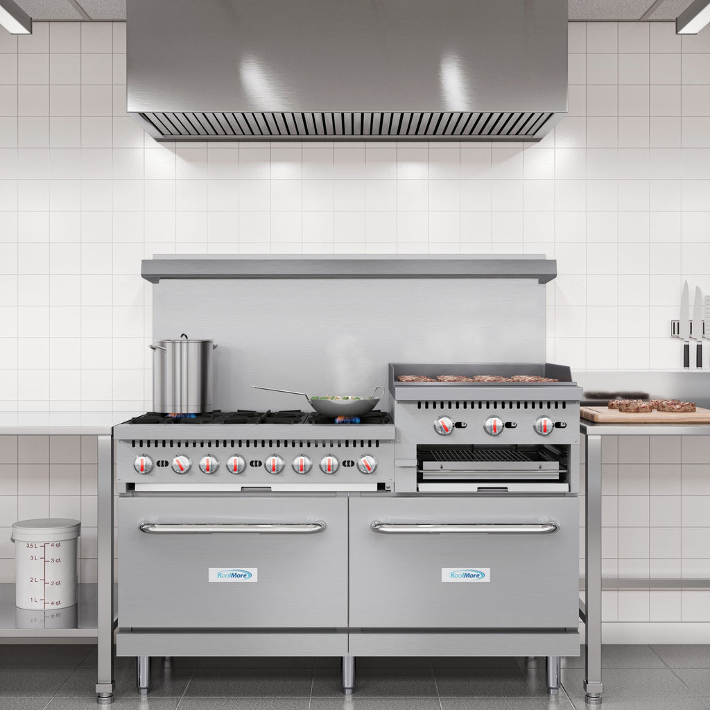 60 in. Commercial LP Range with 24 in. Griddle and Broiler in Stainless-Steel