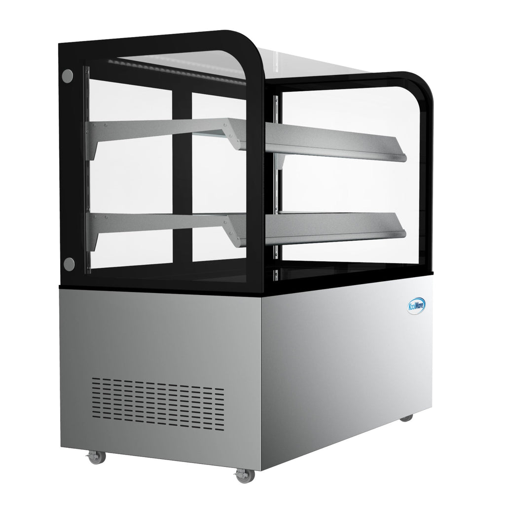 48 in. Refrigerated Bakery Display Case, Stainless Steel Frame, Curved Glass Front, 13 cu. ft.