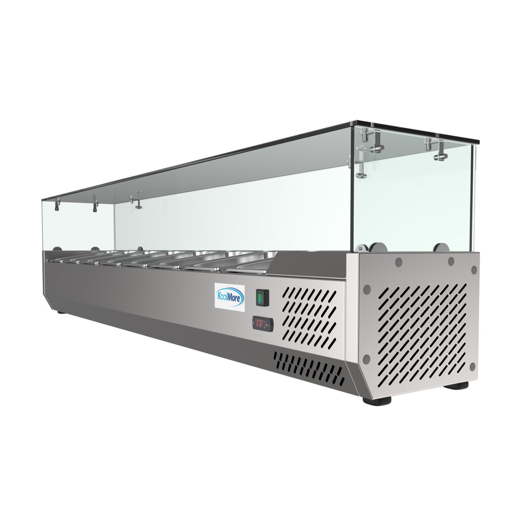 71 in. Eight Pan Refrigerated Countertop Condiment Prep Station