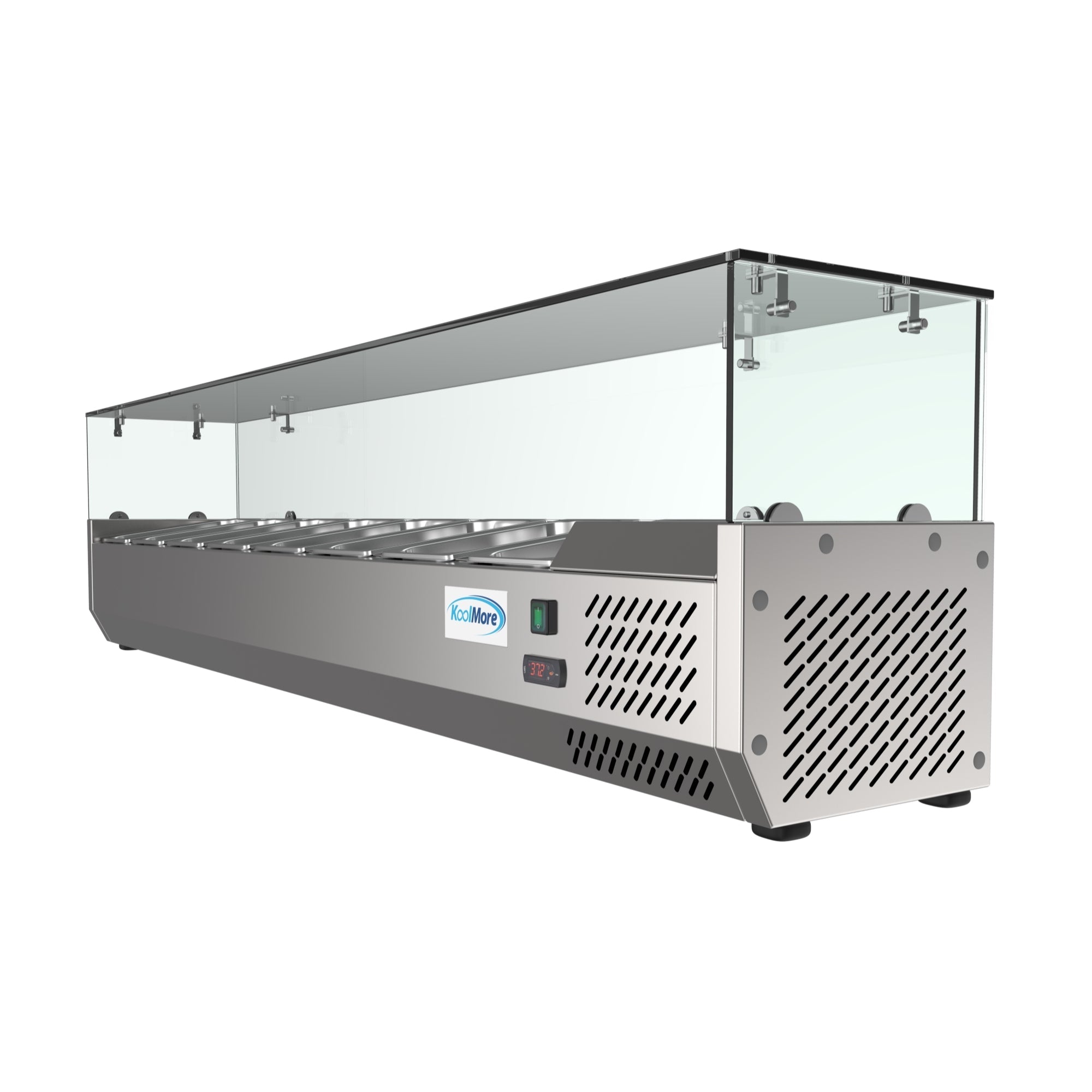71 in. Eight Pan Refrigerated Countertop Condiment Prep Station