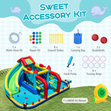 Costway Inflatable Double Water Slide Park Obstacle Course 680W Blower 18130534 New