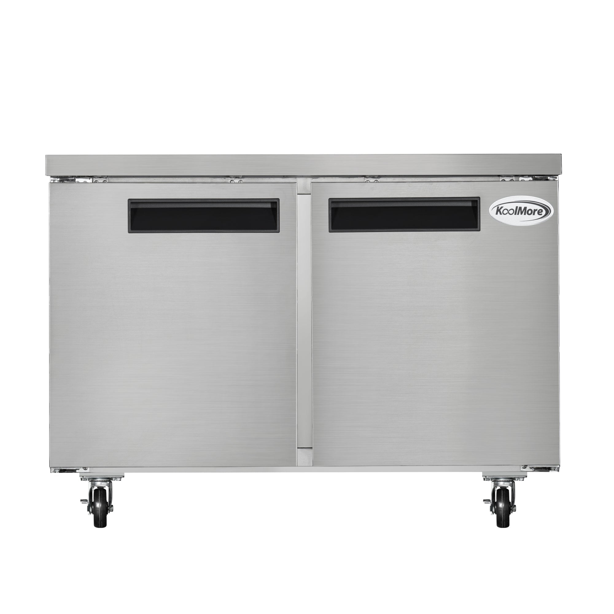 48 in. Two-Door Commercial Undercounter Freezer in Stainless Steel with Casters, ETL Listed