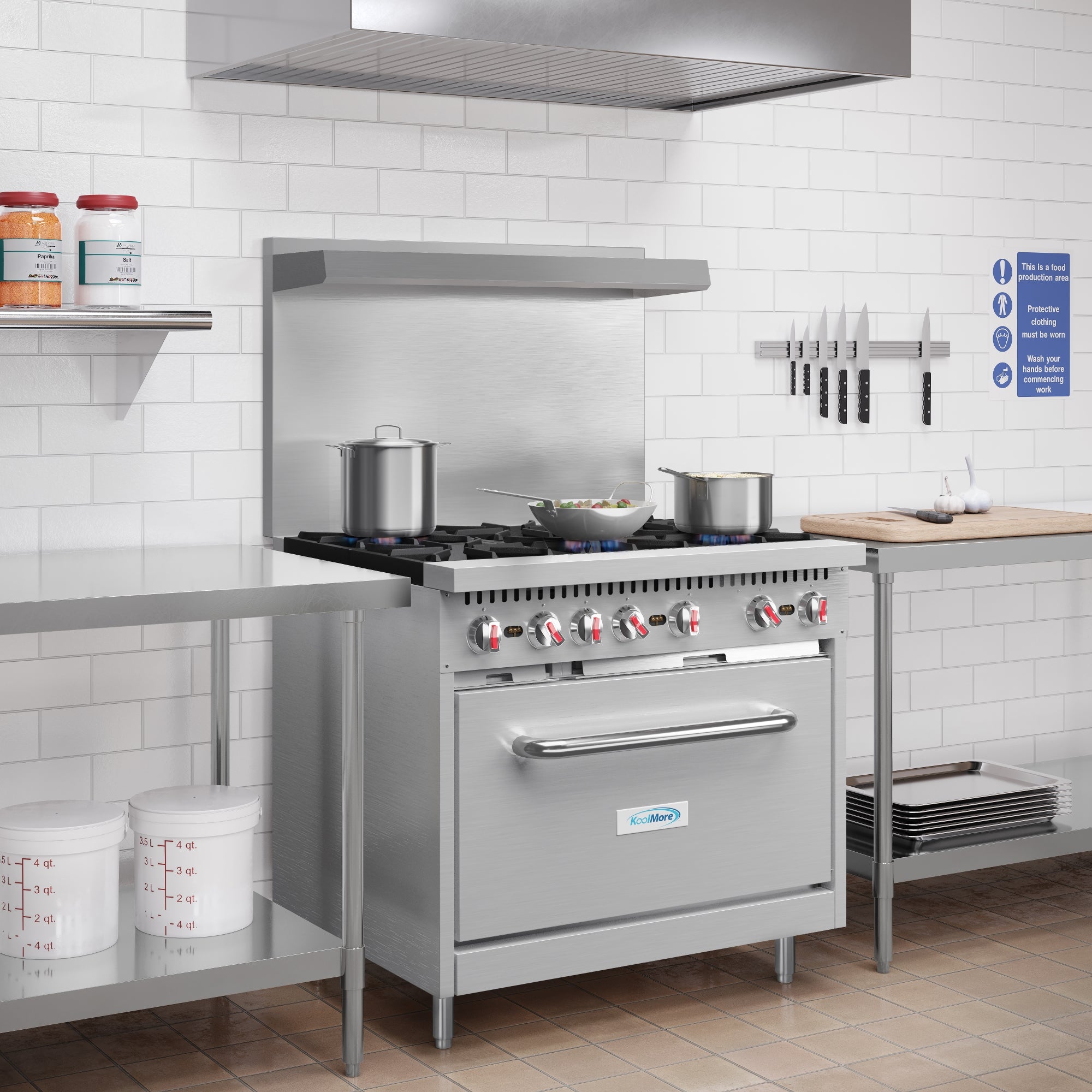 36 in. 6 Burner Commercial Natural Gas Range in Stainless-Steel