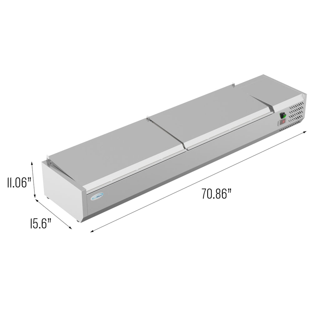71 in. Eight Pan Refrigerated Countertop Condiment Prep Station