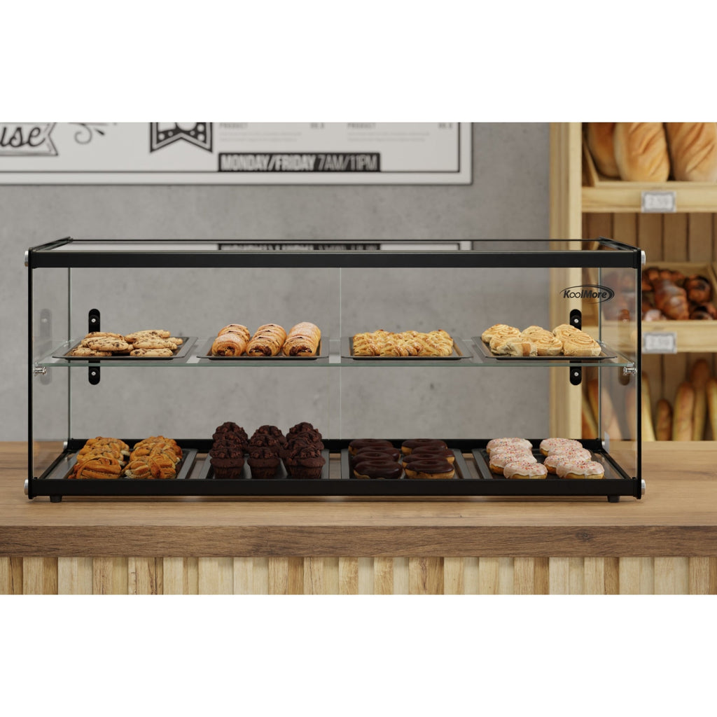 36 in. 2 Tiered Pastry Display Case With Shelf and Sliding Door, 4.2 cu. ft. Capacity, ETL Listed