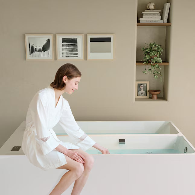 Empava Cold Bath 78.74" x 55.12" Rectangle Alcove Whirlpool Tub Reversible Drain New