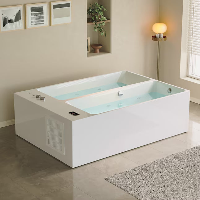 Empava Cold Bath 78.74" x 55.12" Rectangle Alcove Whirlpool Tub Reversible Drain New