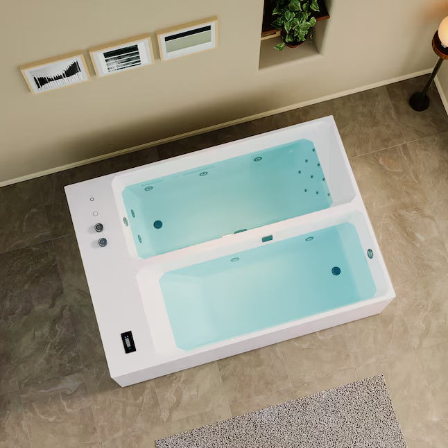 Empava Cold Bath 78.74" x 55.12" Rectangle Alcove Whirlpool Tub Reversible Drain New