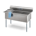 60 in. Three Compartment Commercial Sink, Bowl Size 18x24x14 in 18-Gauge Stainless-Steel