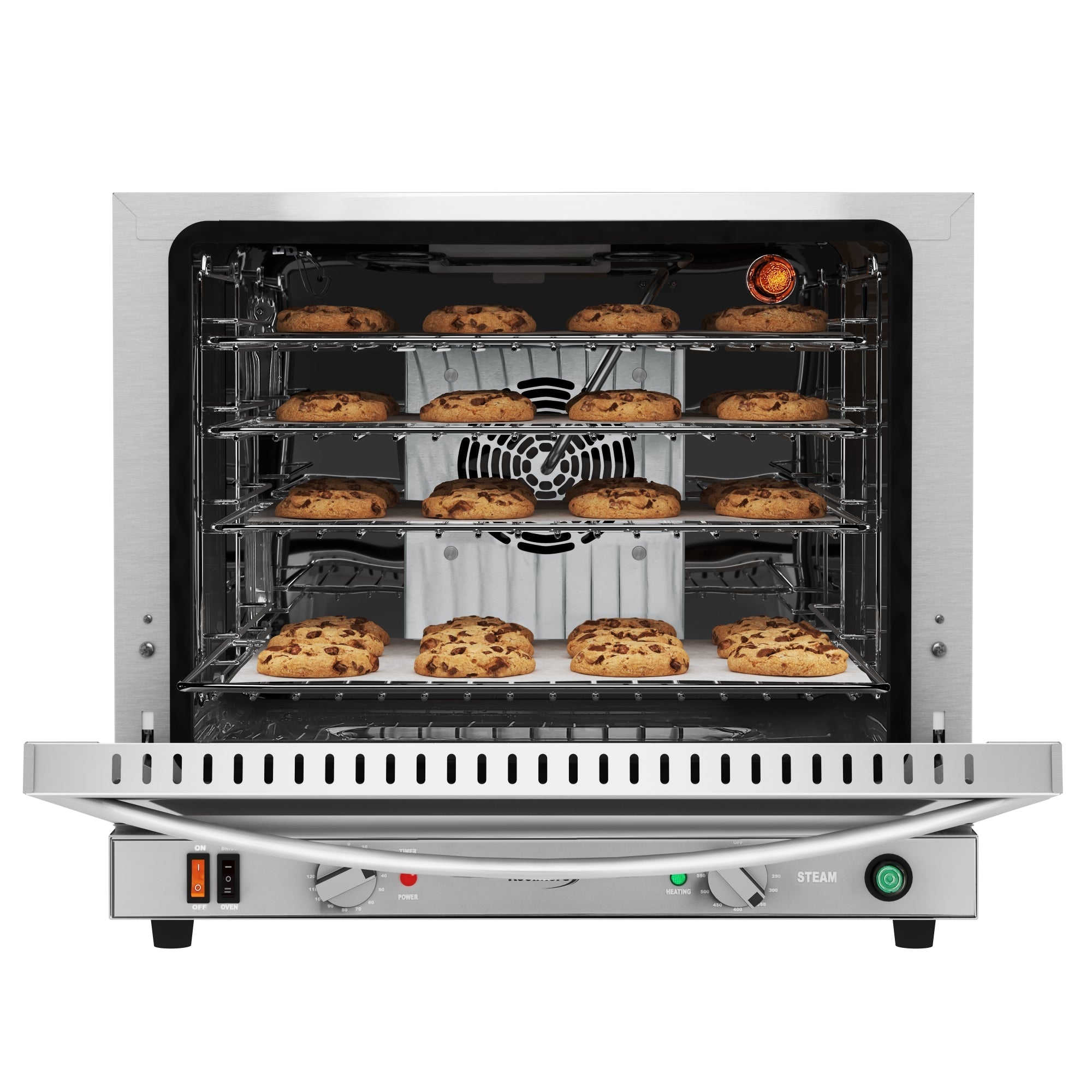 23 in. Countertop Convection Oven for Half-Size Pans with 4 Racks 2800W of Power and Steam Injection, 240V in Stainless-Steel