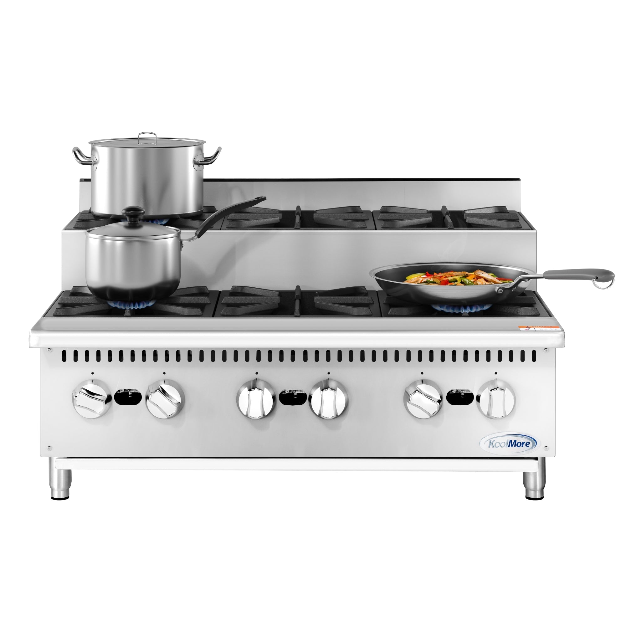 36 in. Commercial Six-Burner Step Up Gas Range, 156000 BTU in Stainless-Steel