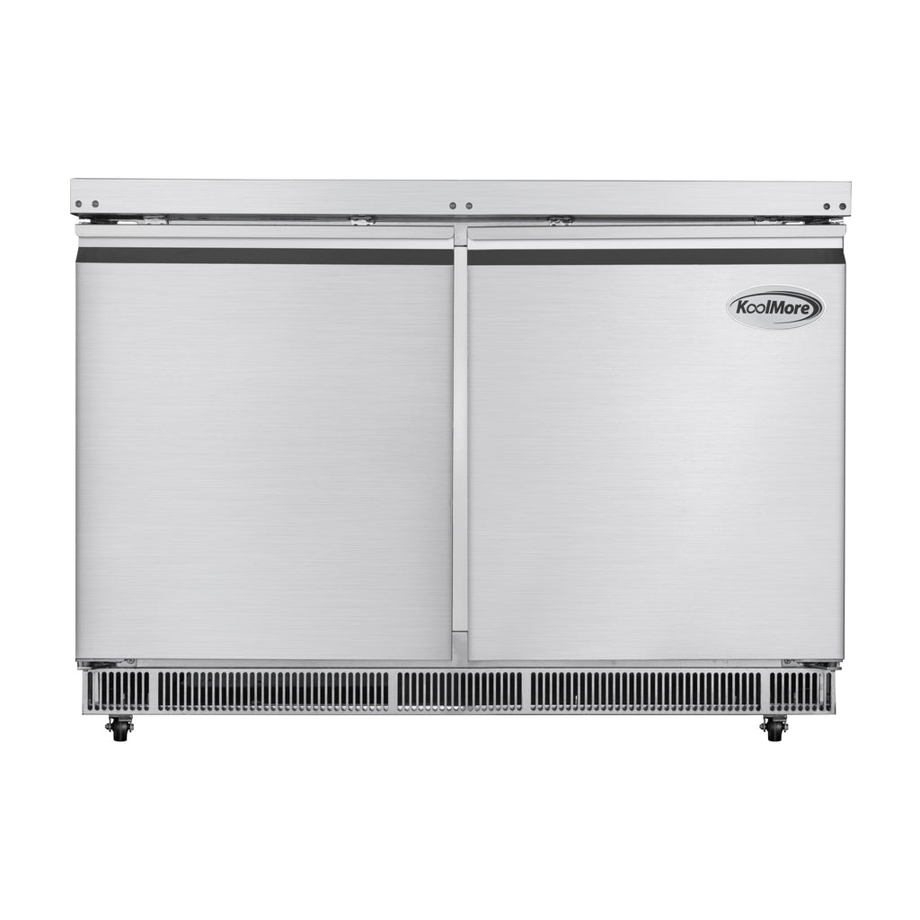 48 in. Commercial Refrigerated Prep Station Cold Table, Stainless-Steel Refrigerator with 9-Pan (Not Included) Capacity with Cover and Two Adjustable Shelves, ETL Listed